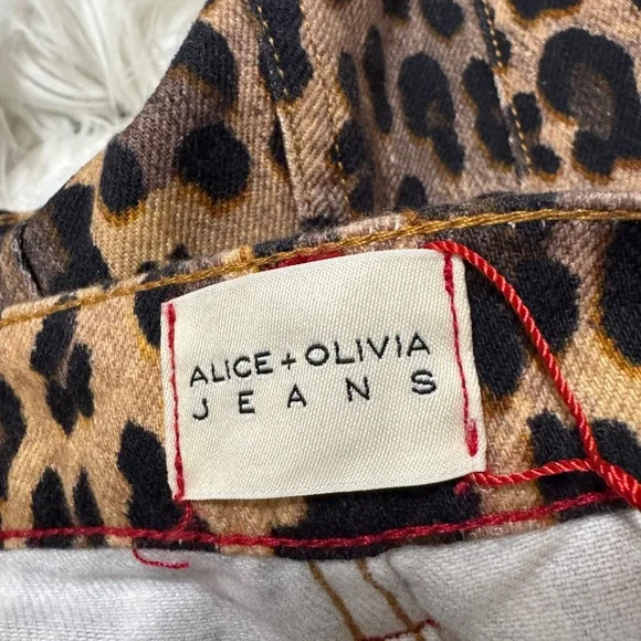 NWT Alice + Olivia Leopard Print Wide-Leg Wezzy Jeans size 30 - Picture 7 of 16